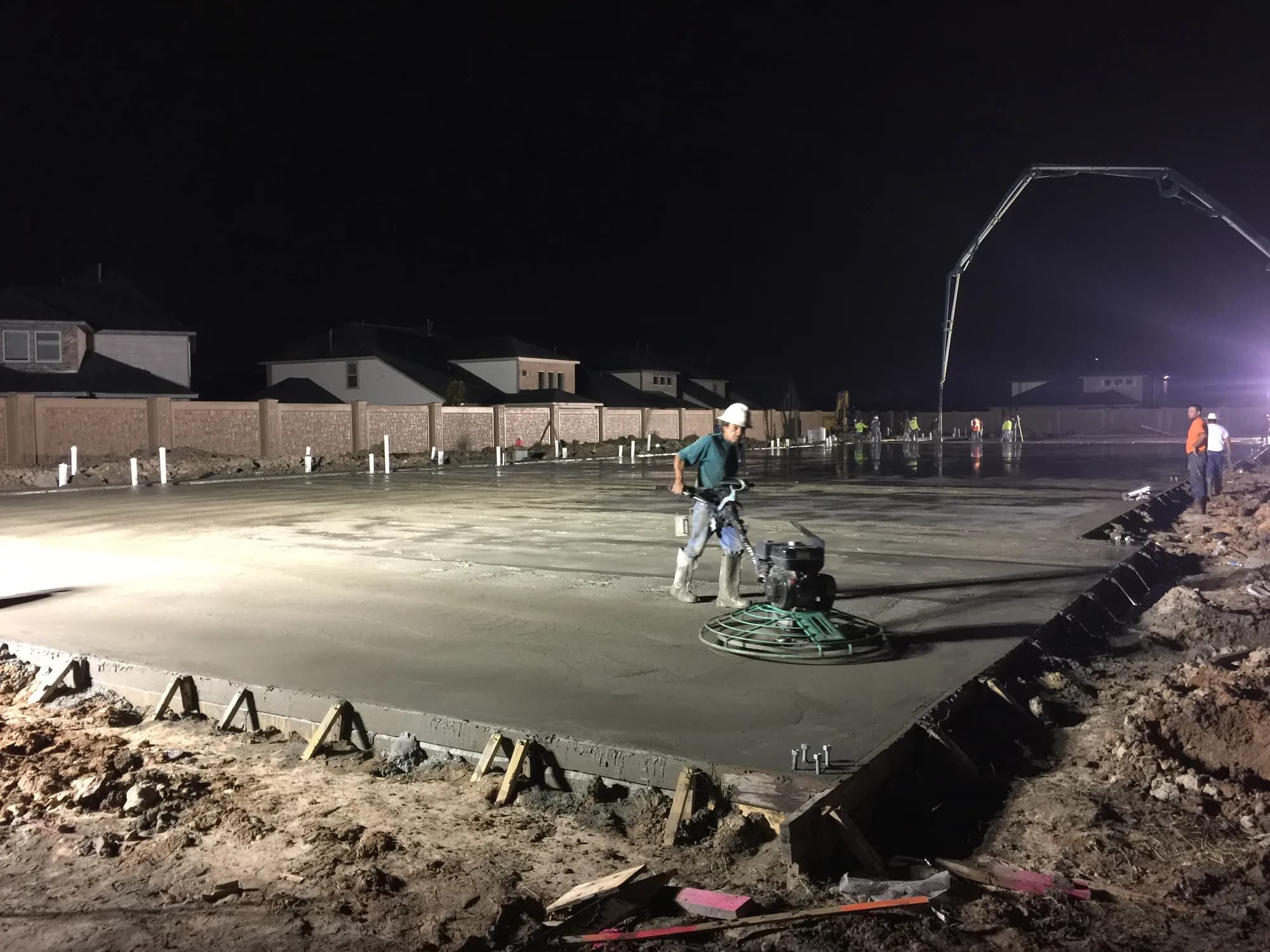 Concrete placement at night