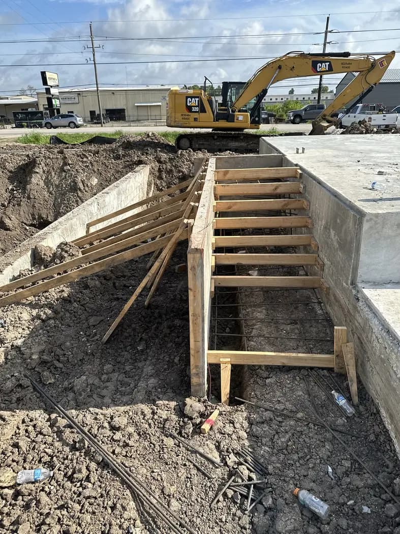 Timber formwork prepared for below-grade concrete walls