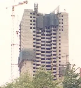 High-rise hotel tower documented during construction